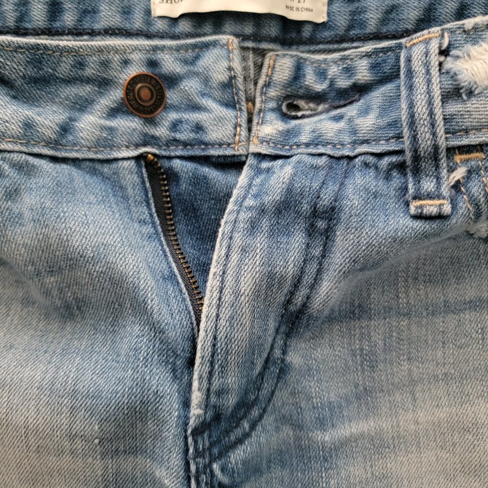 Abercrombie & Fitch Lace Crochet Distressed Cutoff Denim Jean Shorts - Picture 10 of 12